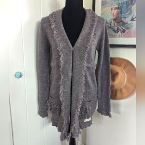 Odd Molly Alpaca Wool Fringe Cardigan Sweater sz MD EUC